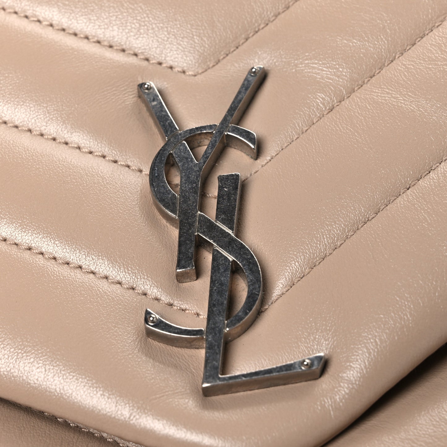 Calfskin Y Quilted Monogram Medium Loulou Chain Satchel Nude Powder
