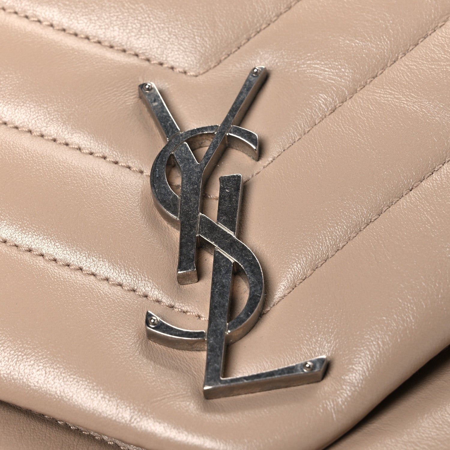 Saint Laurent Calfskin Y Quilted Monogram Medium Loulou Chain Satchel Nude Powder 10 of 12