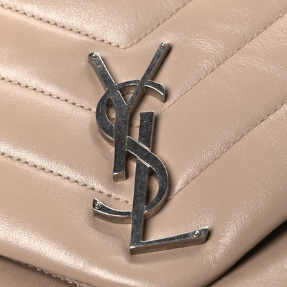 Saint Laurent Calfskin Y Quilted Monogram Medium Loulou Chain Satchel Nude Powder 10 of 12
