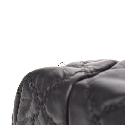 Chanel Calfskin Double Stitch Large Hamptons Shopping Tote Black 15 of 22
