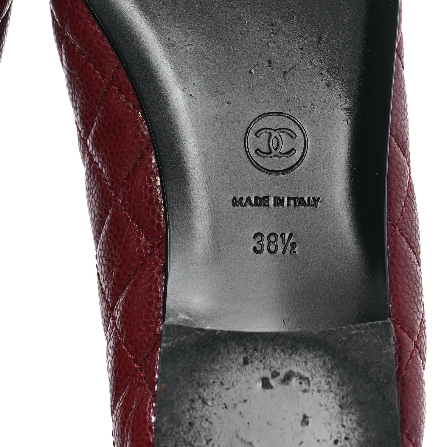 Chanel Caviar Quilted CC Cap Toe Ballerina Flats 38.5 Black Red 7 of 10