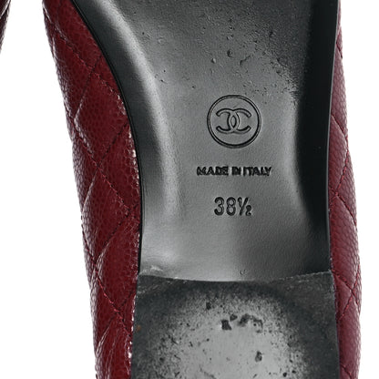 Chanel Caviar Quilted CC Cap Toe Ballerina Flats 38.5 Black Red 7 of 10