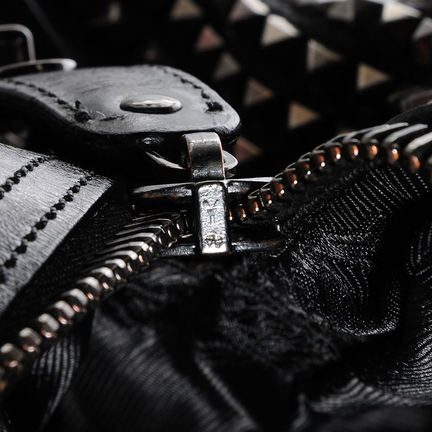 Prorsum Calfskin Studded Knight Satchel Black