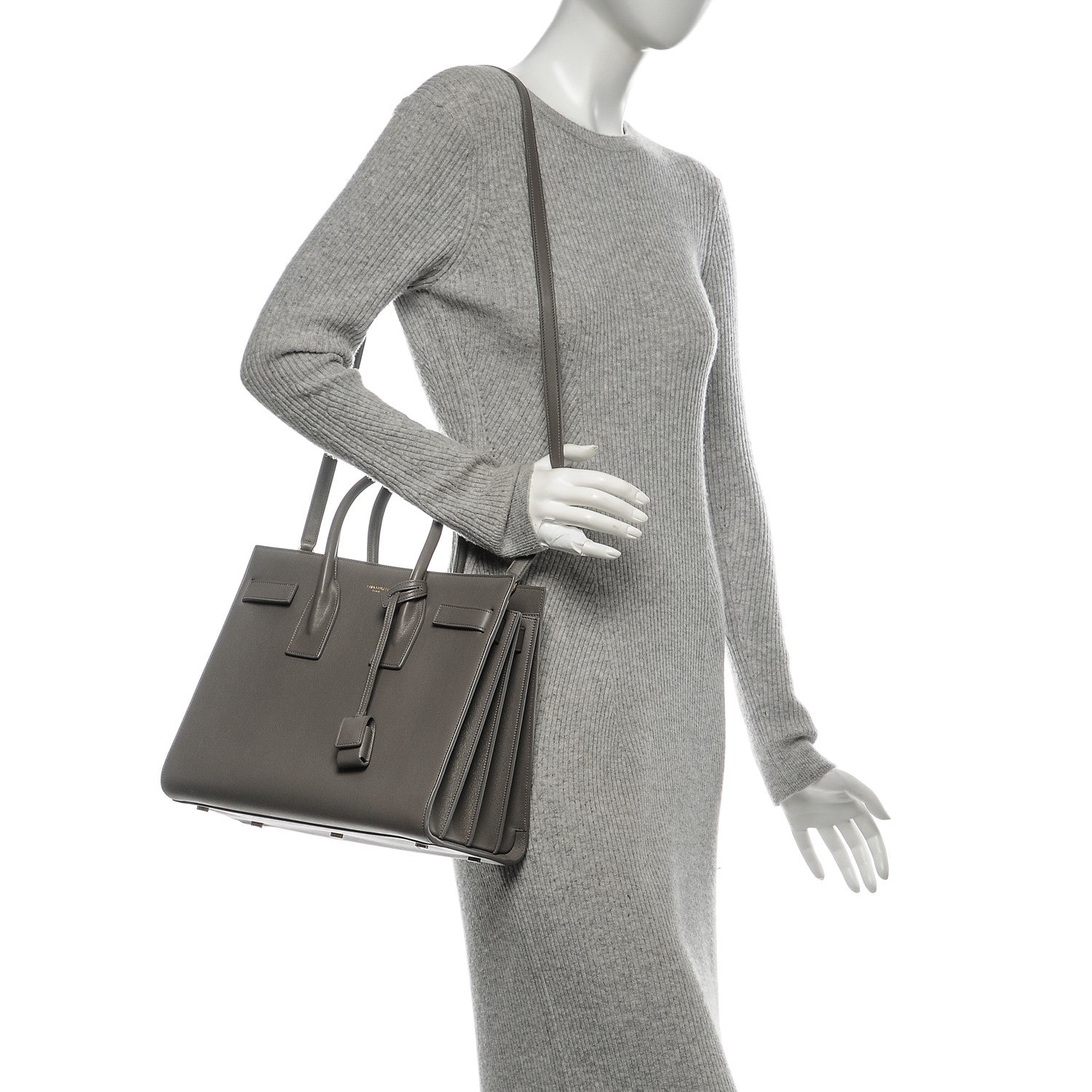 Saint Laurent Calfskin Small Sac de Jour Fog 2 of 8