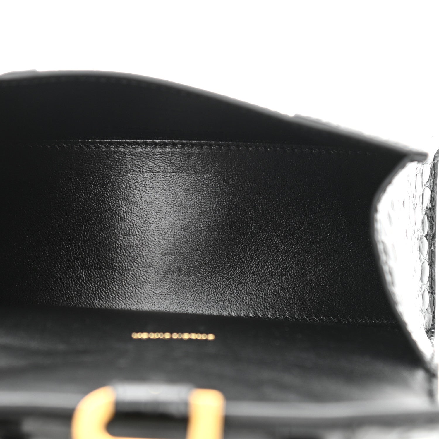 Balenciaga Shiny Calfskin Crocodile Embossed Hourglass Top Handle Bag XS Black 5 of 10