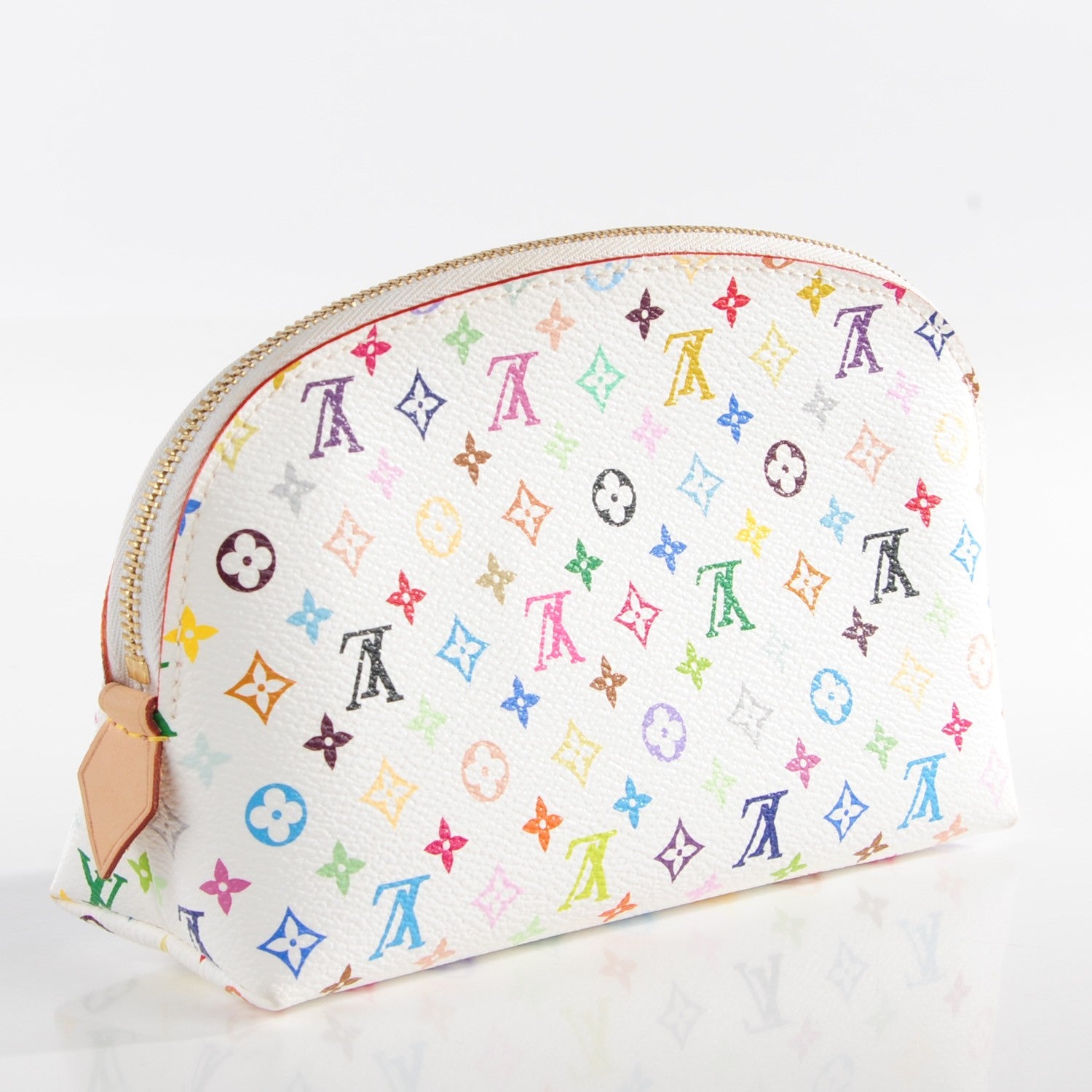 Louis Vuitton Monogram Multicolor Cosmetic Pouch White Litchi 3 of 7