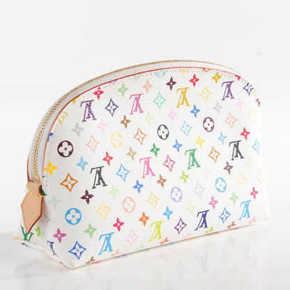 Louis Vuitton Monogram Multicolor Cosmetic Pouch White Litchi 3 of 7