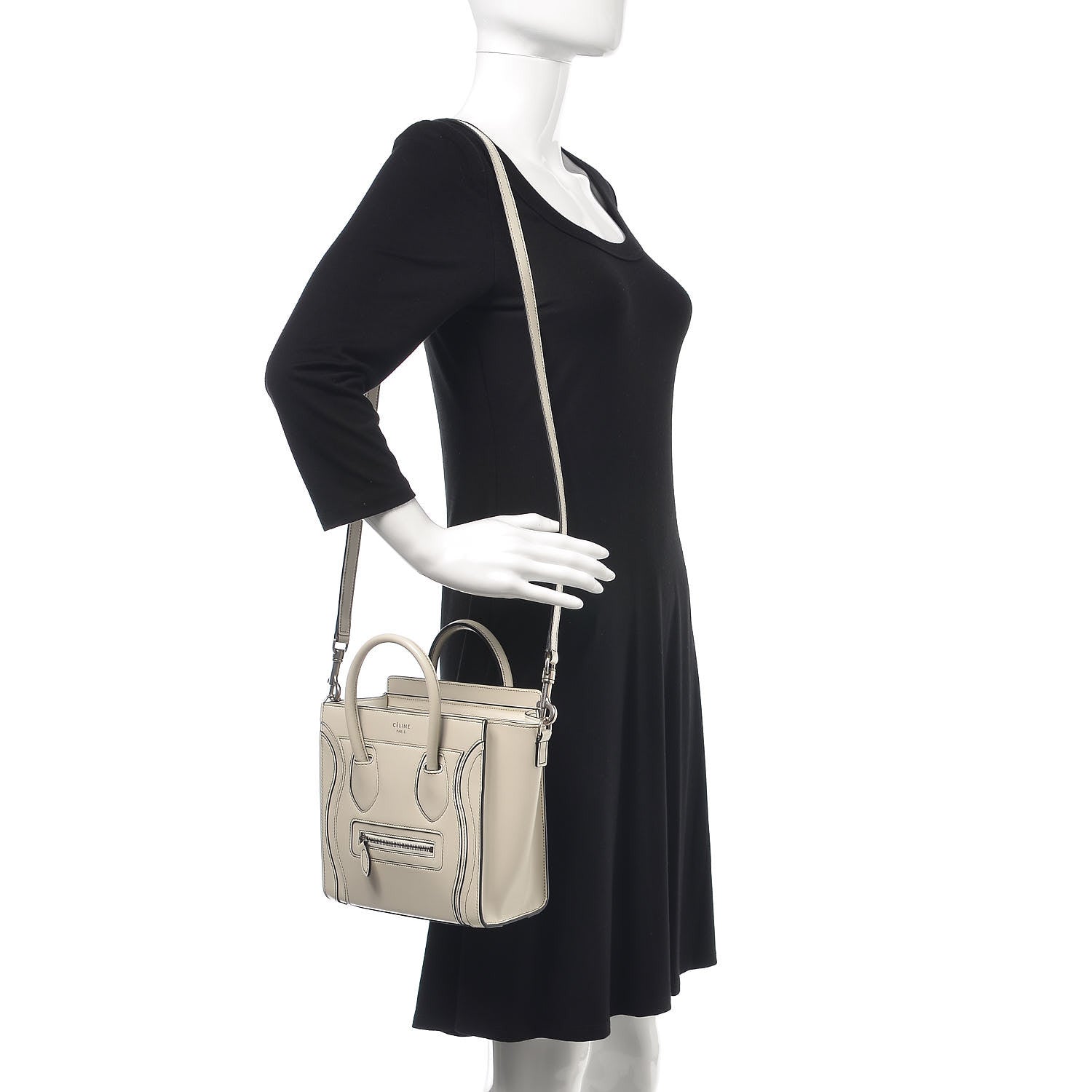 Celine Satin Calfskin Nano Debossed Luggage White 2 of 9