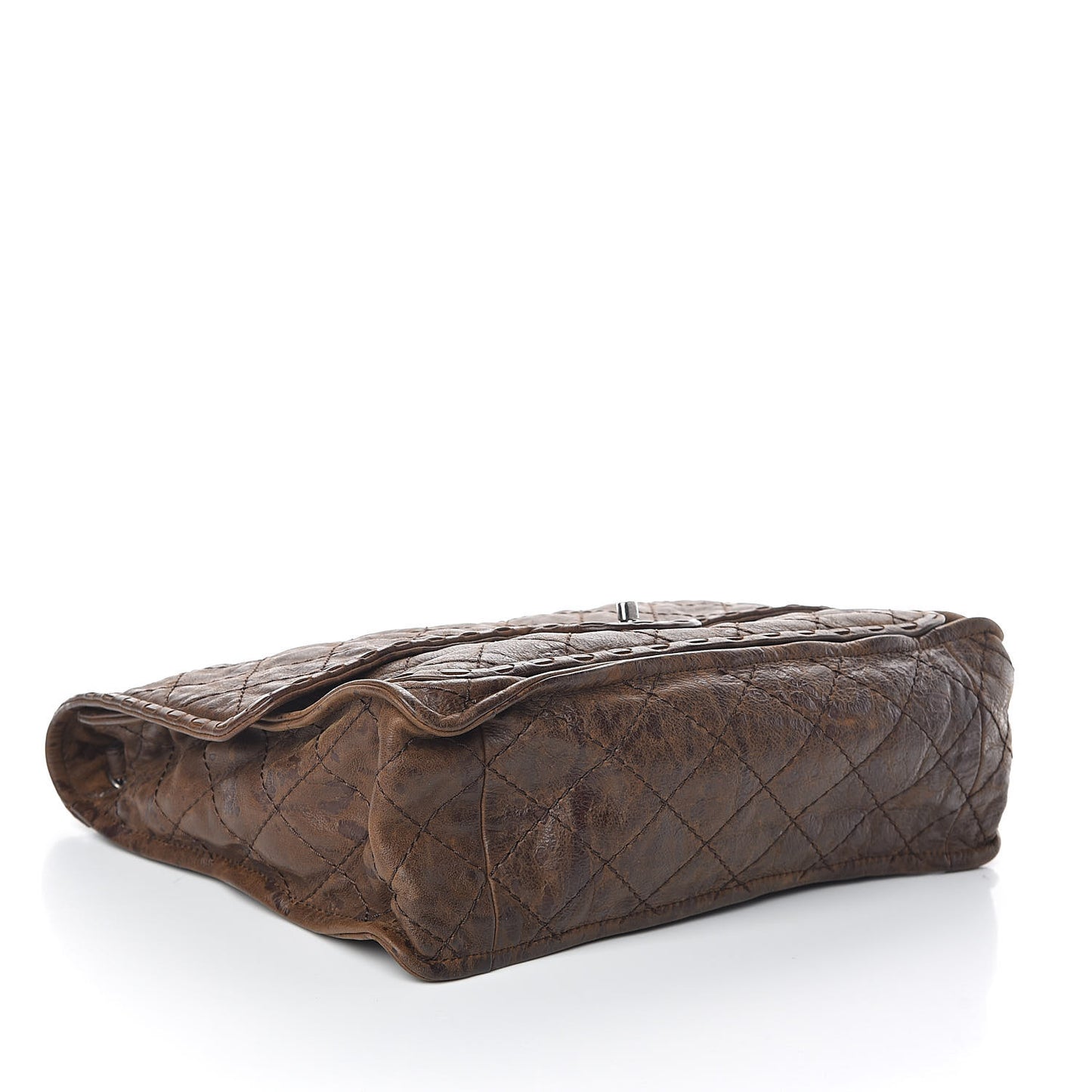 Aged Crumpled Calfskin Vintage Flap Brown