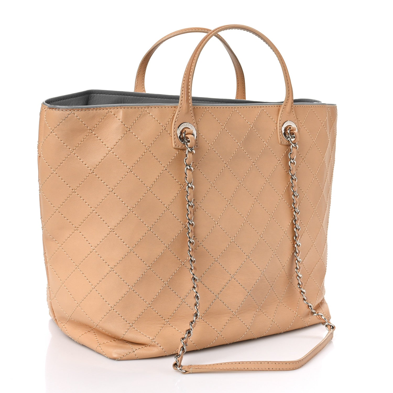 Chanel Calfskin Stitched Large Shopping Tote Beige 3 of 11