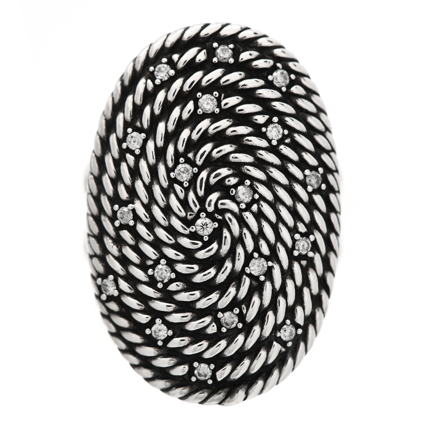Sterling Silver Diamond Cable Coil Ring 54 7