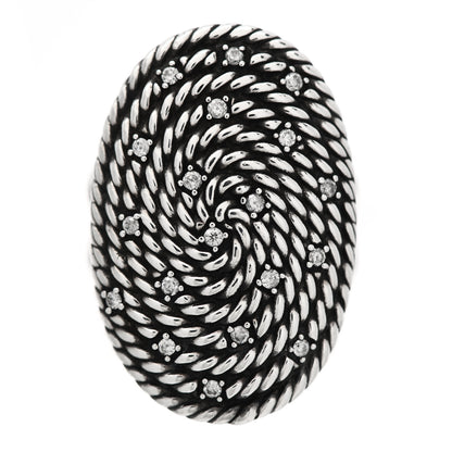 David Yurman Sterling Silver Diamond Cable Coil Ring 54 7 1 of 5