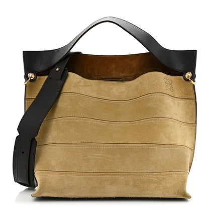Loewe Suede Calfskin Strip Shoulder Bag Gold Black 1 of 12