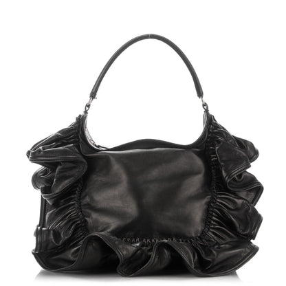 Valentino Garavani Nappa Ruffle Hobo Black 1 of 9