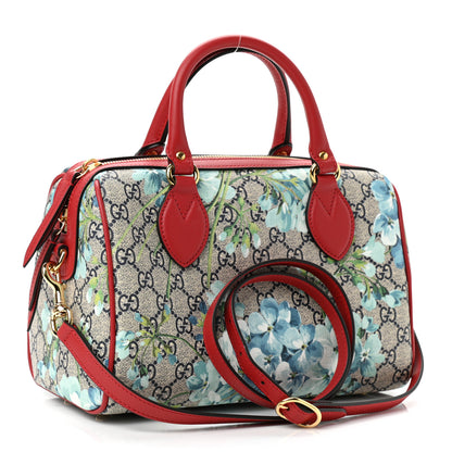 Gucci GG Supreme Monogram Blooms Small Boston Beige Blue Navy Hibiscus Red 2 of 9