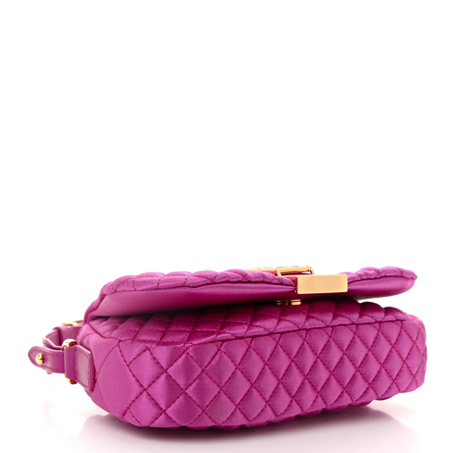 Versace Satin Crystal Quilted Mini Greca Goddess Shoulder Bag Pink 4 of 9