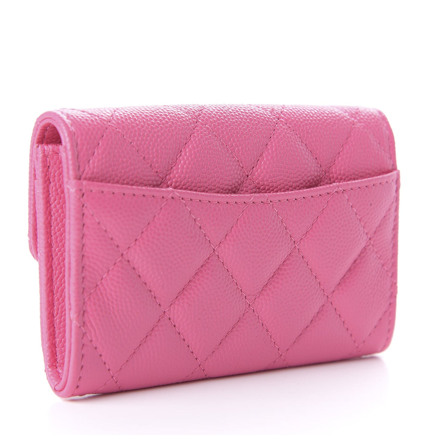 Caviar Quilted Flap Card Holder Pink