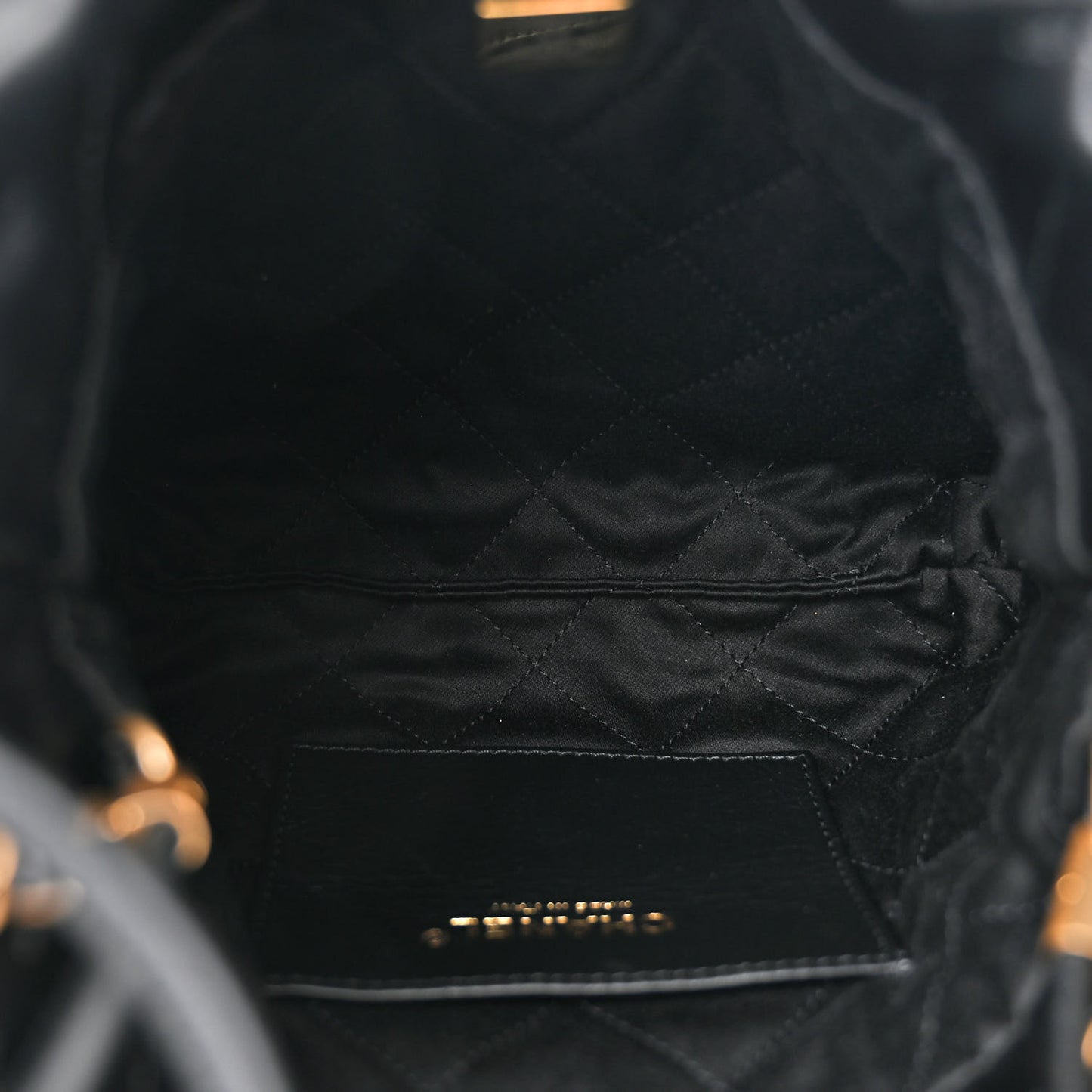 Shiny Calfskin Quilted Mini Chanel 22 Black