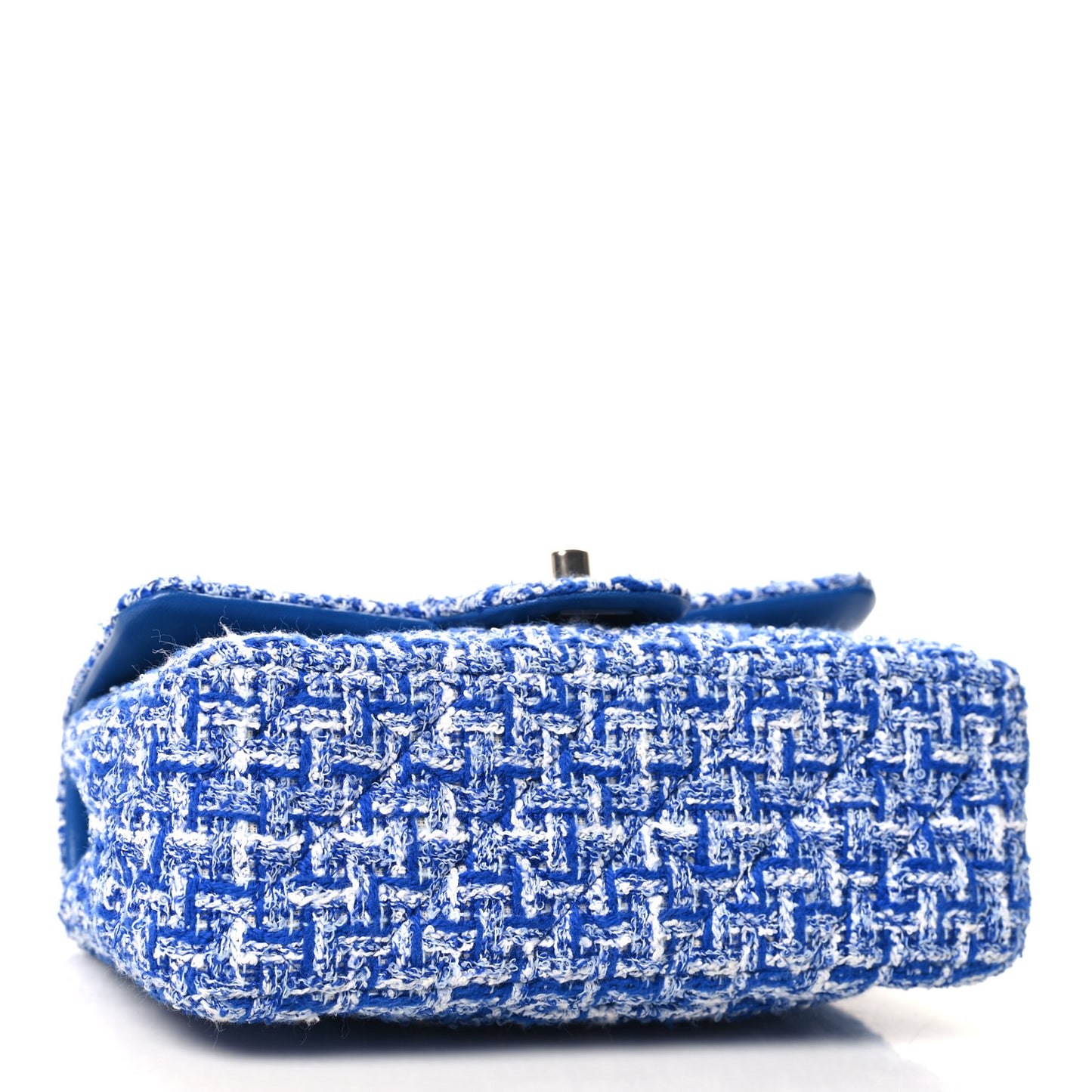 Tweed Quilted Mini Rectangular Flap Blue White