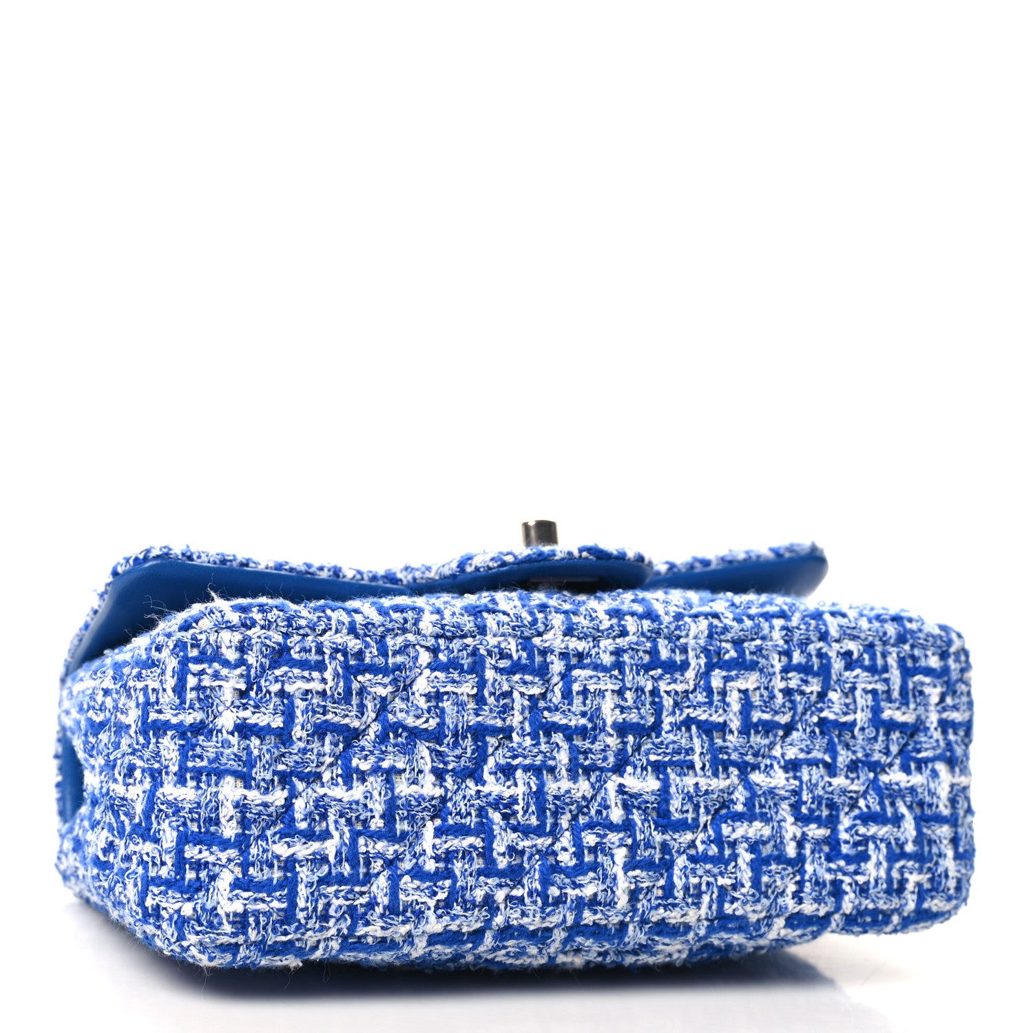 Chanel Tweed Quilted Mini Rectangular Flap Blue White 4 of 10