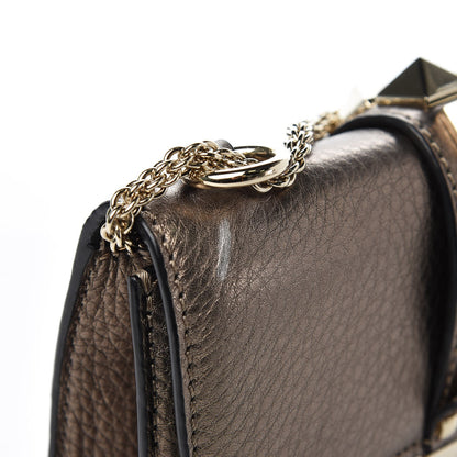 Valentino Garavani Metallic Vitello Small Glam Lock Rockstud Flap Sasso 7 of 8