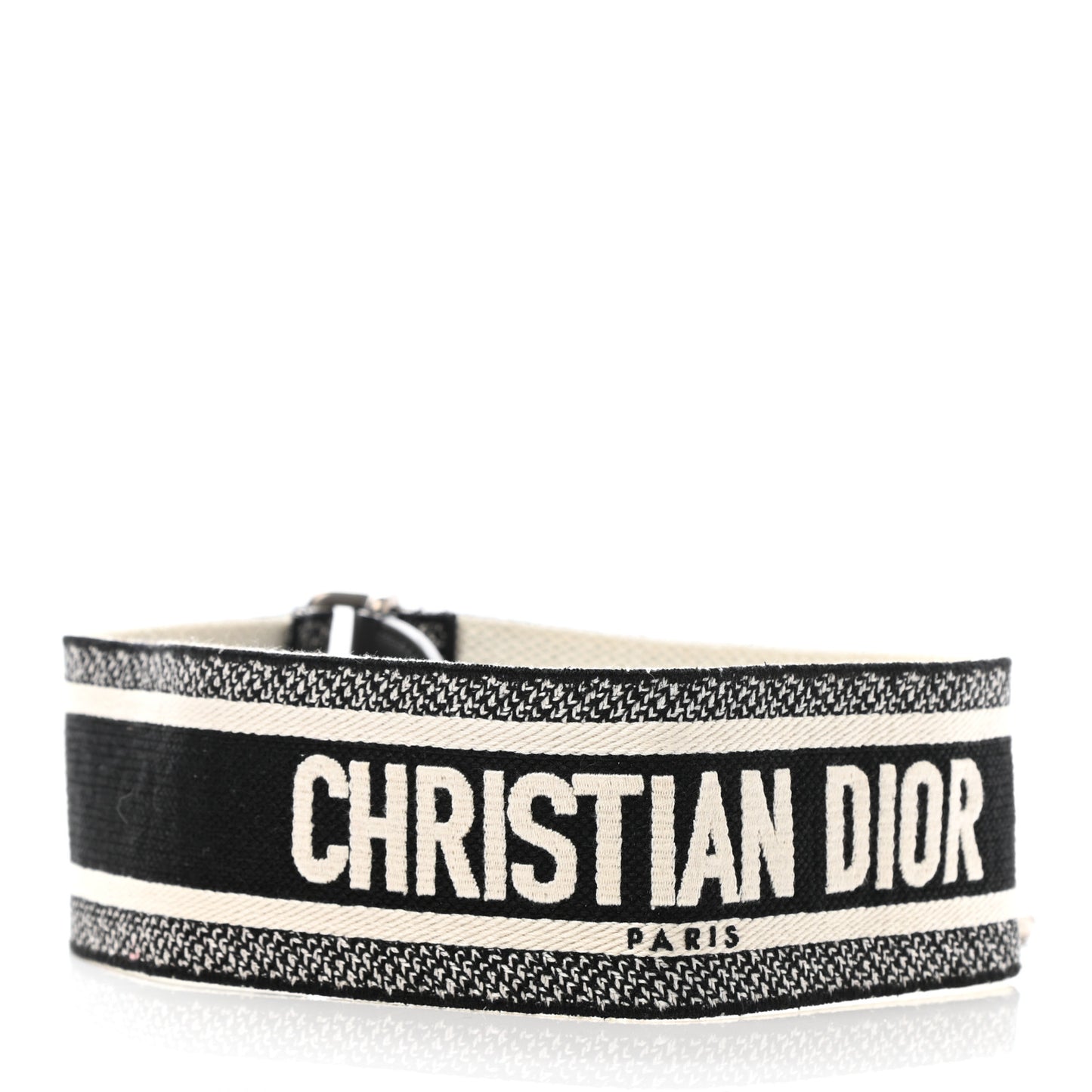 Canvas Embroidered Shoulder Strap Black White