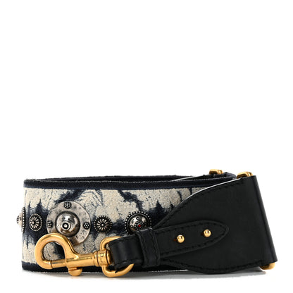 Christian Dior Canvas Embroidered Studded Tie Dye Shoulder Strap Blue 1 of 6