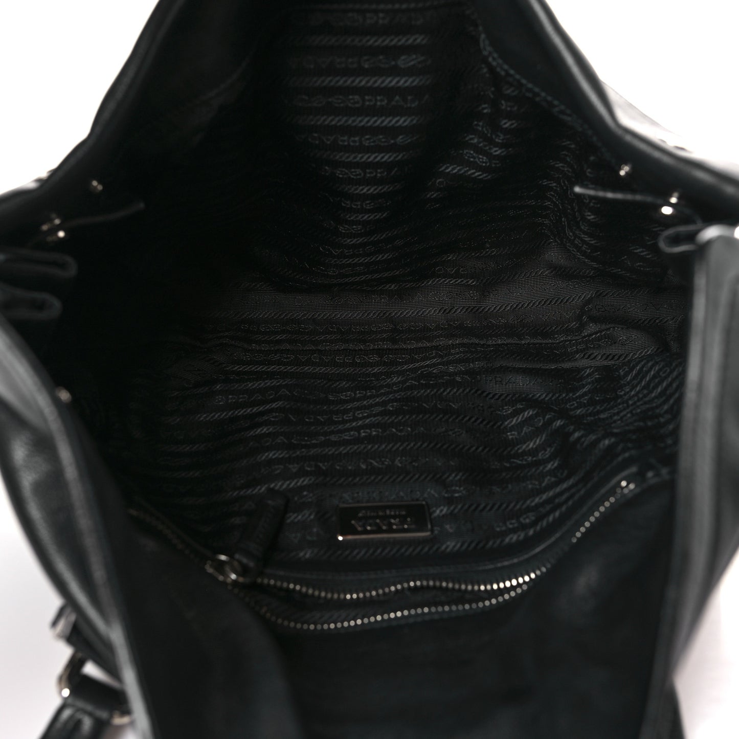 Tessuto Nylon Vitello Foldover Pushlock Satchel Black