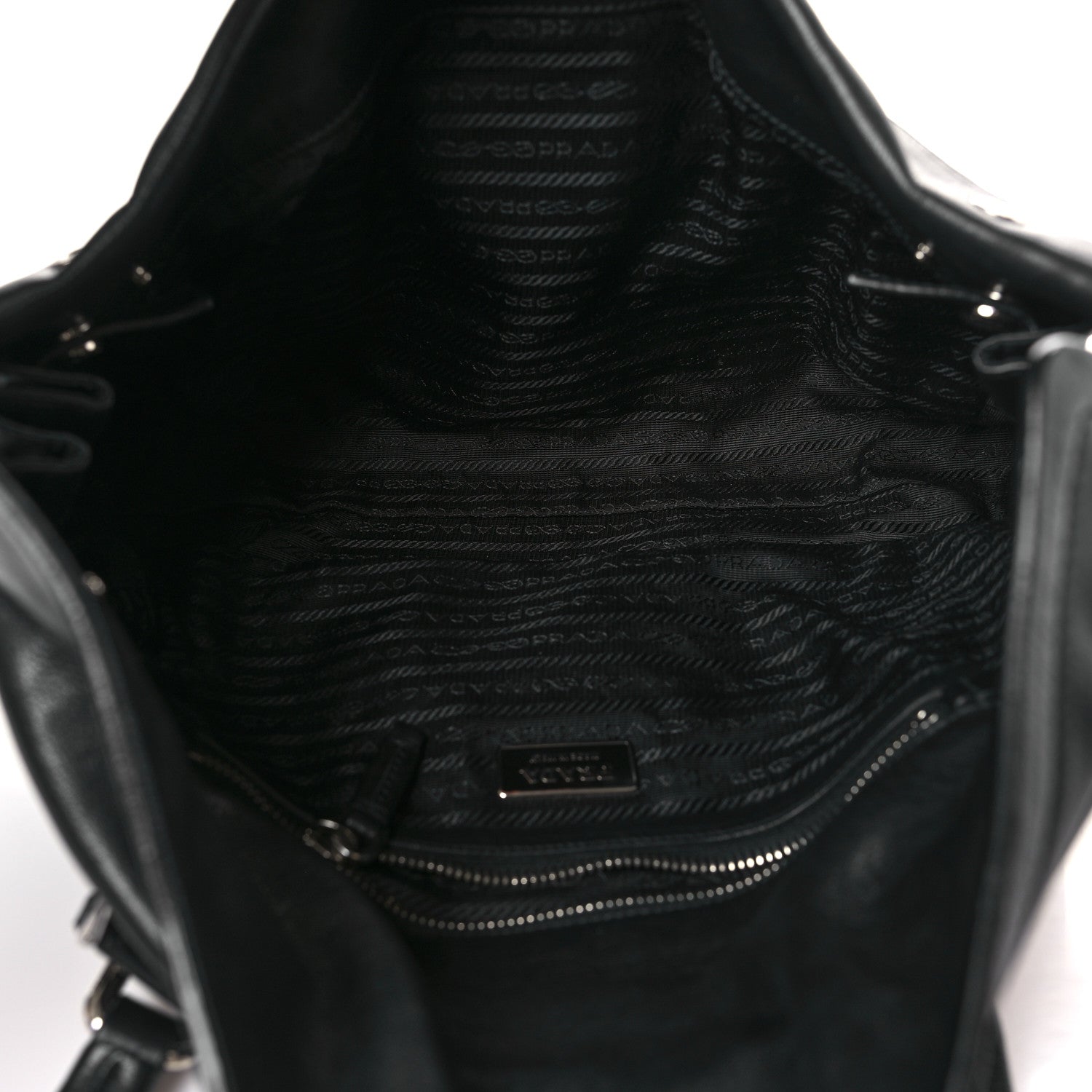 Prada Tessuto Nylon Vitello Foldover Pushlock Satchel Black 5 of 10