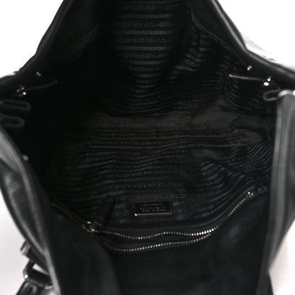 Prada Tessuto Nylon Vitello Foldover Pushlock Satchel Black 5 of 10