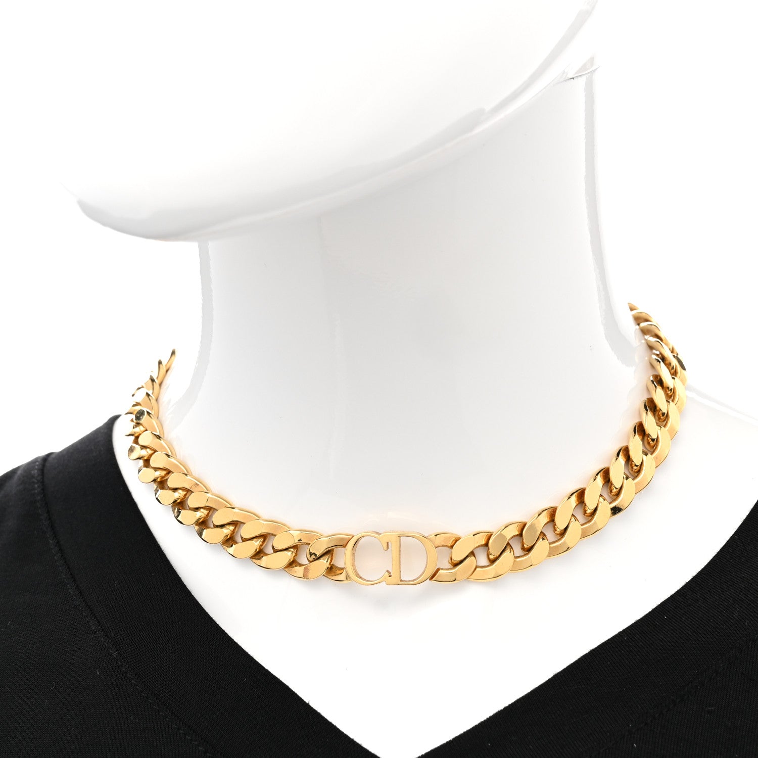 Christian Dior Metal Danseuse Etoile Chain Choker Necklace Gold 2 of 9