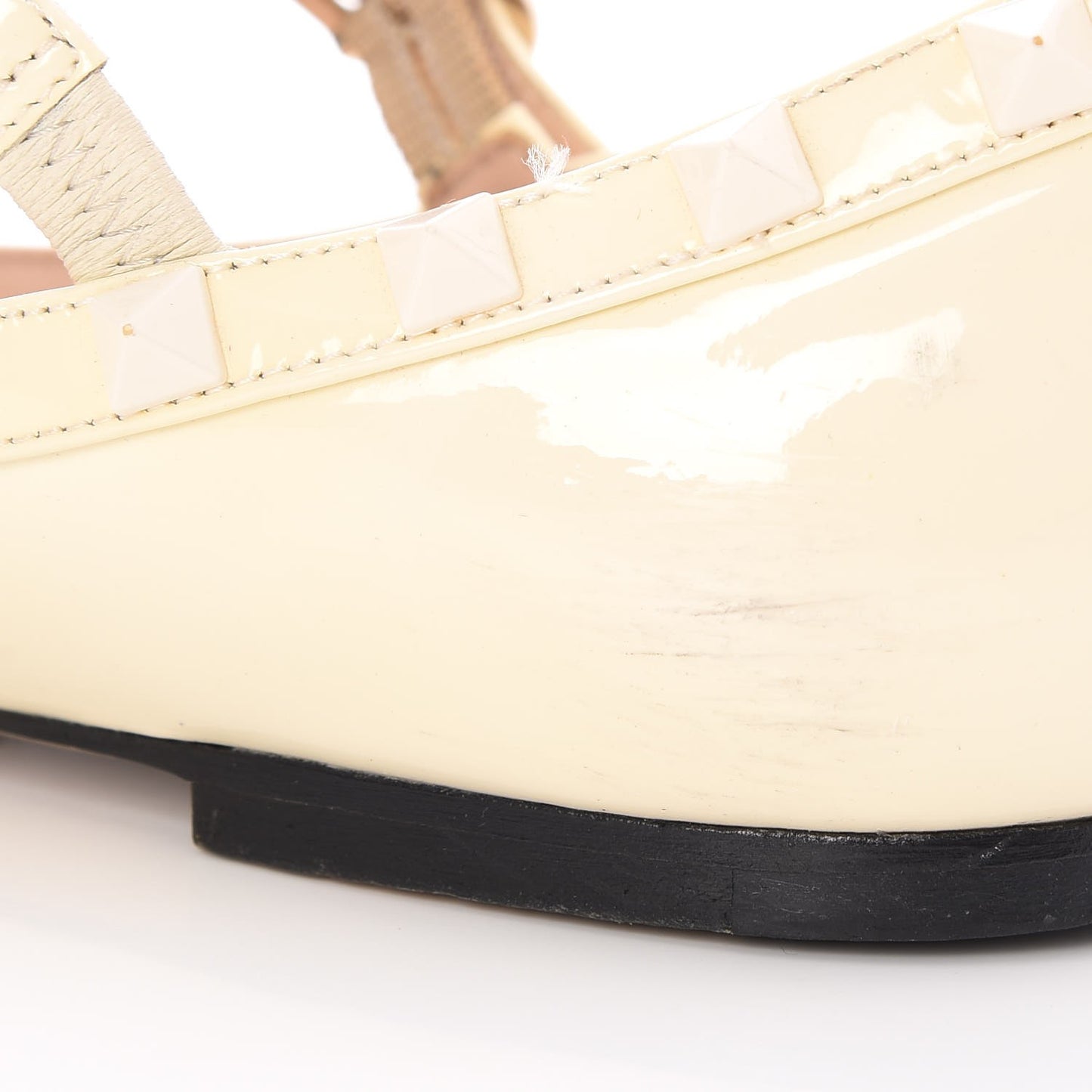 Patent Monochrome Rockstud Cage Ballerina Flats 39 Ivory