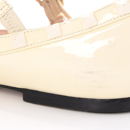 Valentino Garavani Patent Monochrome Rockstud Cage Ballerina Flats 39 Ivory 11 of 15