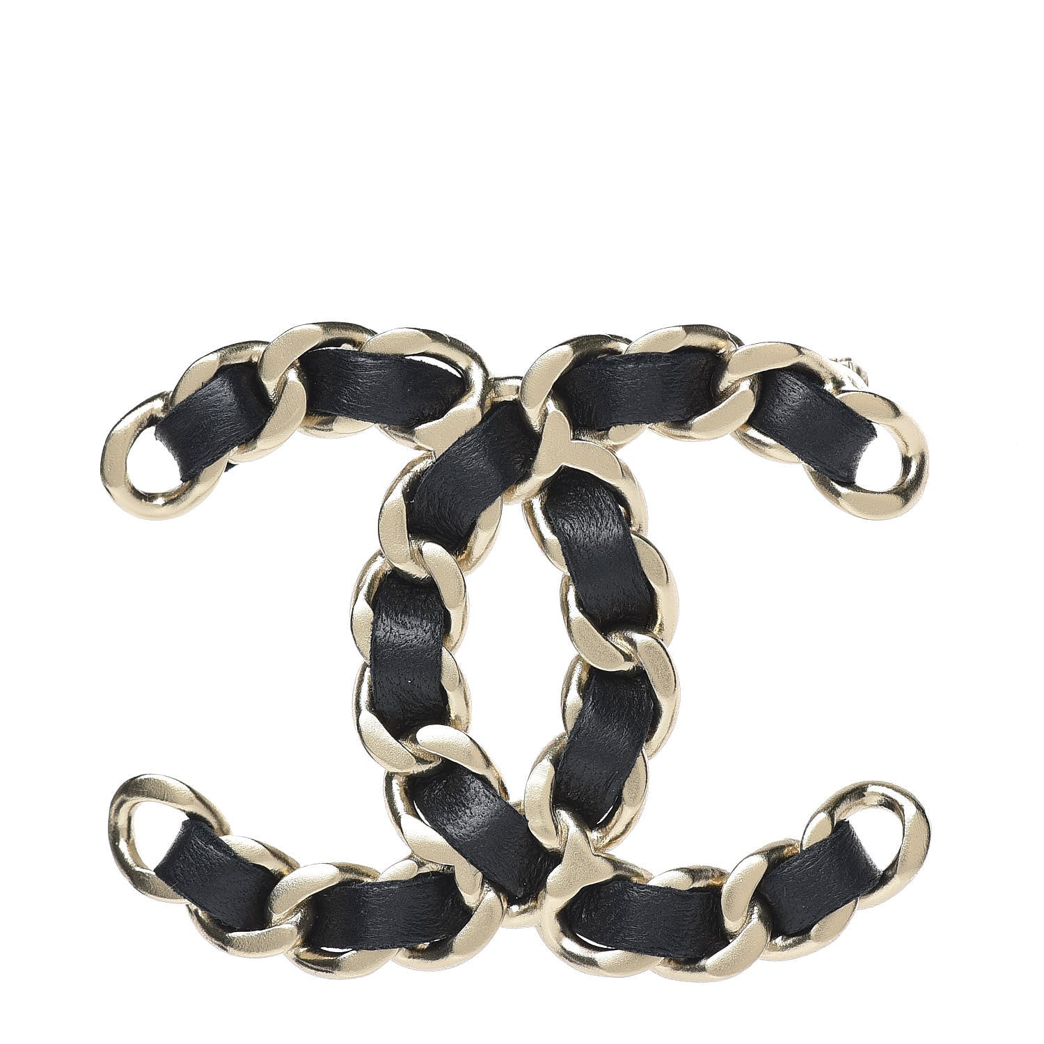 Chanel Lambskin Chain CC Brooch Black Gold 1 of 5