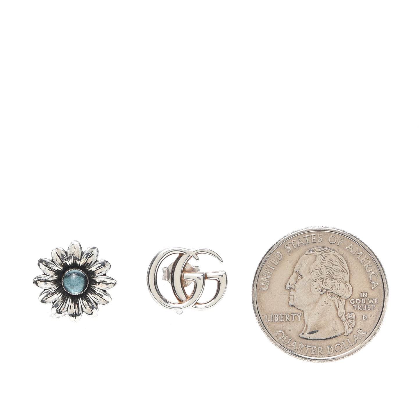 Sterling Silver Blue Topaz Flower Marmont Double G Earrings