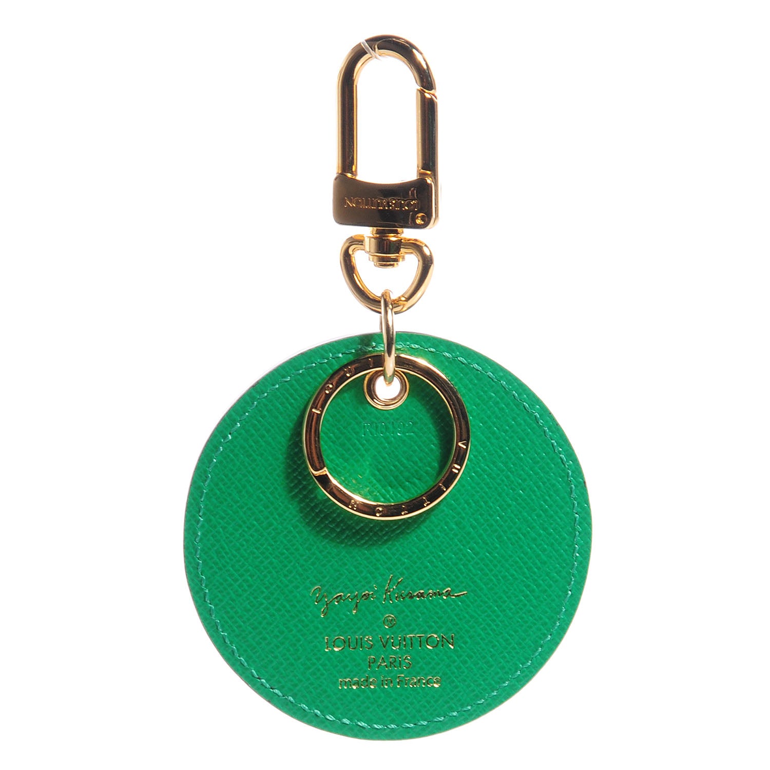 Louis Vuitton Monogram Kusama Pumpkin Dots Key Ring Green 2 of 7