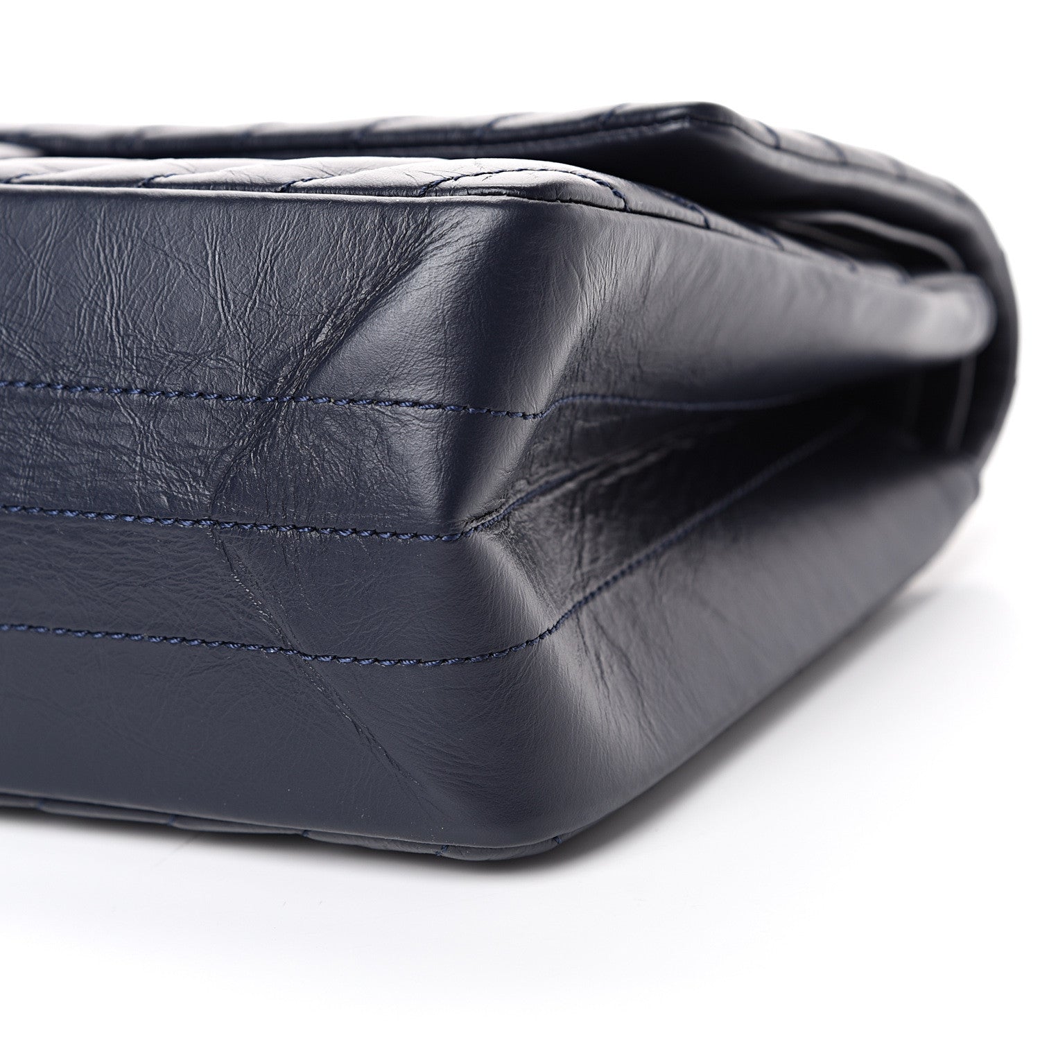 Chanel Aged Calfskin Chevron Quilted 2.55 Reissue 226 Flap Navy Blue 9 of 13