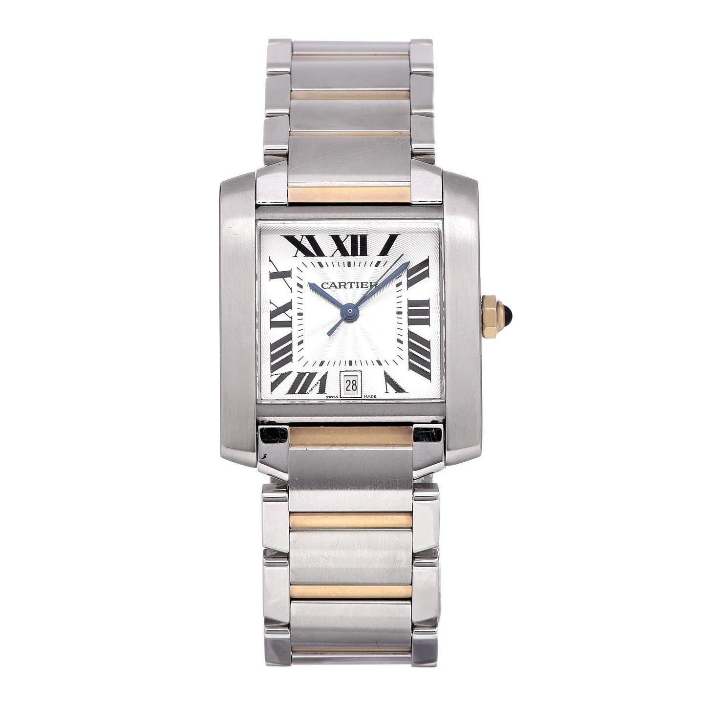 Stainless Steel 18K Yellow Gold 28mm Tank Francaise Automatic Watch