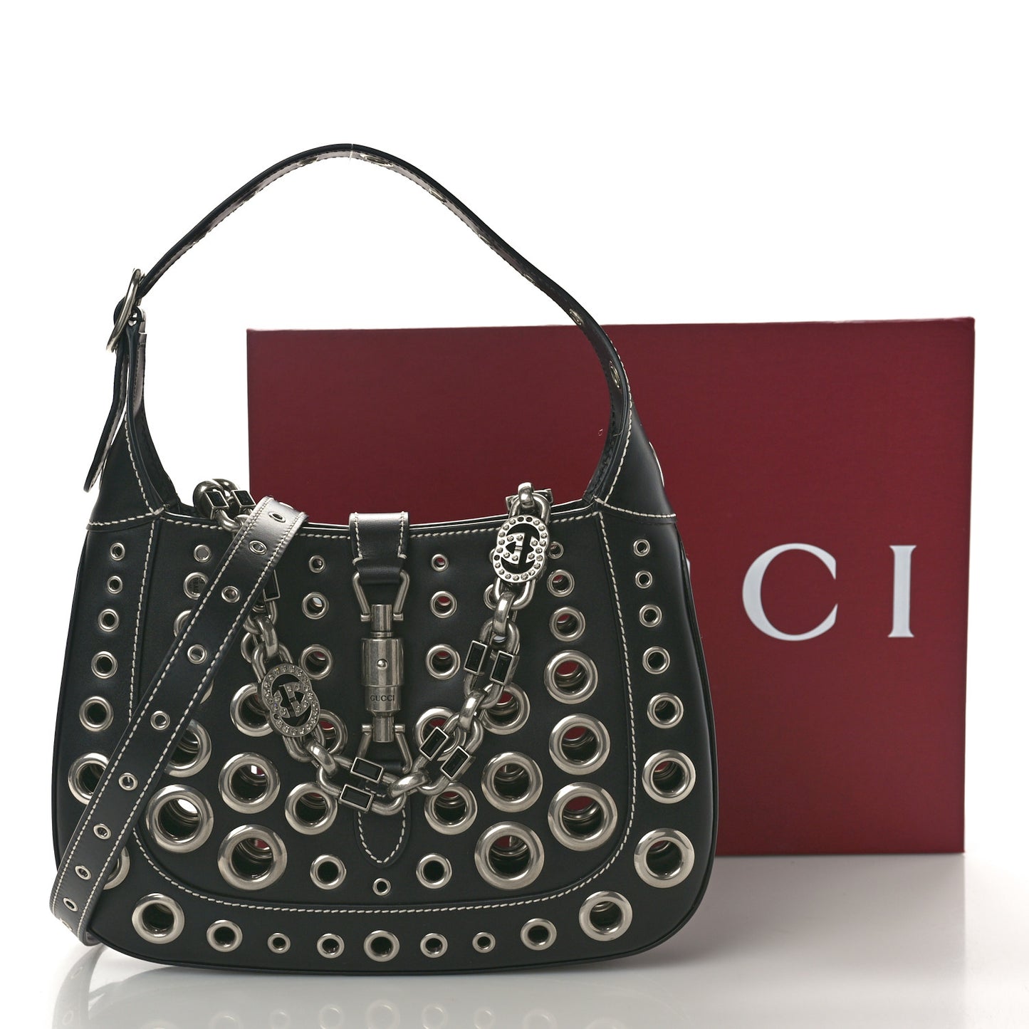 Calfskin Ha Ha Ha Jackie 1961 Eyelet Hobo Black