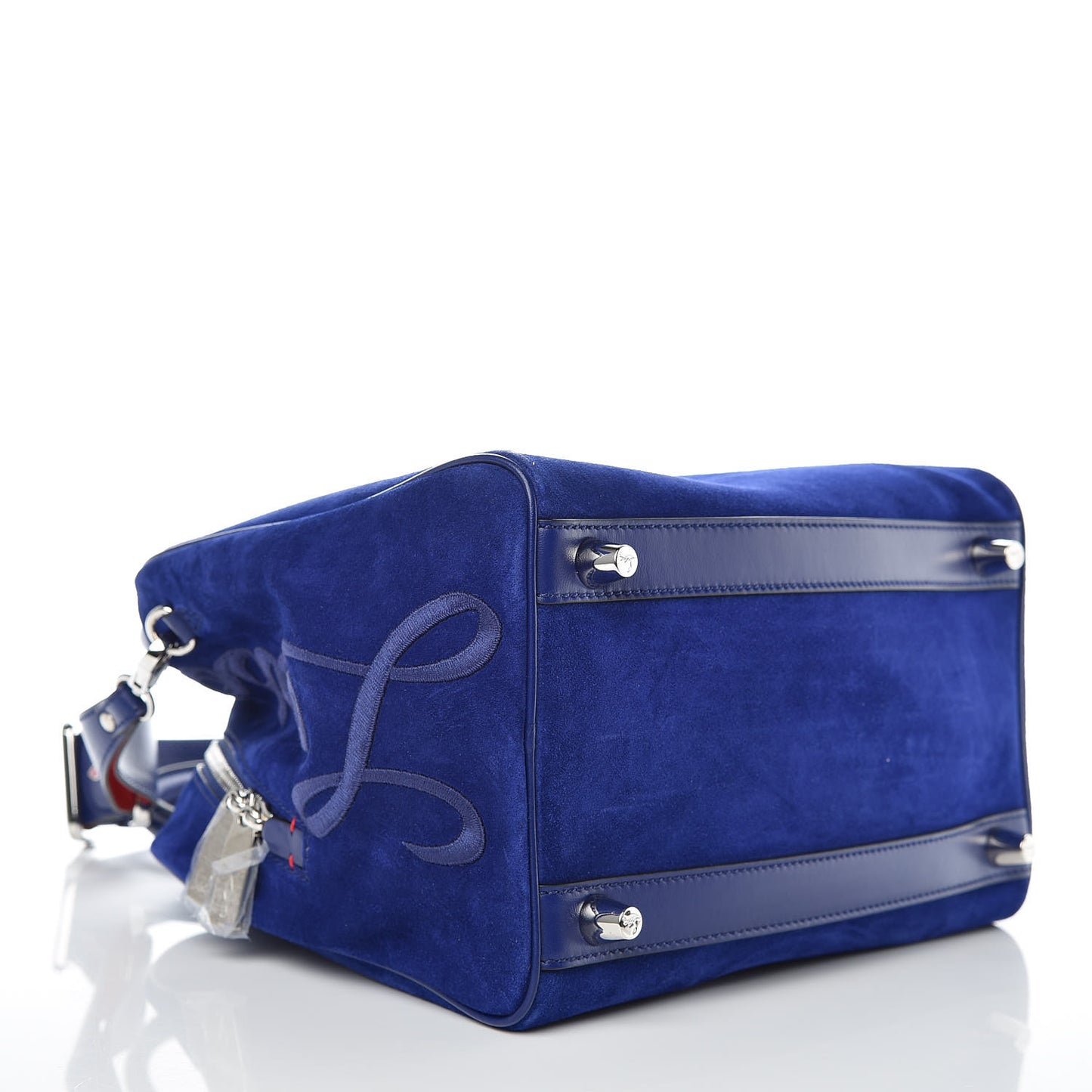 Suede Calfskin Small Marie Jane Top Handle Nomade Blue