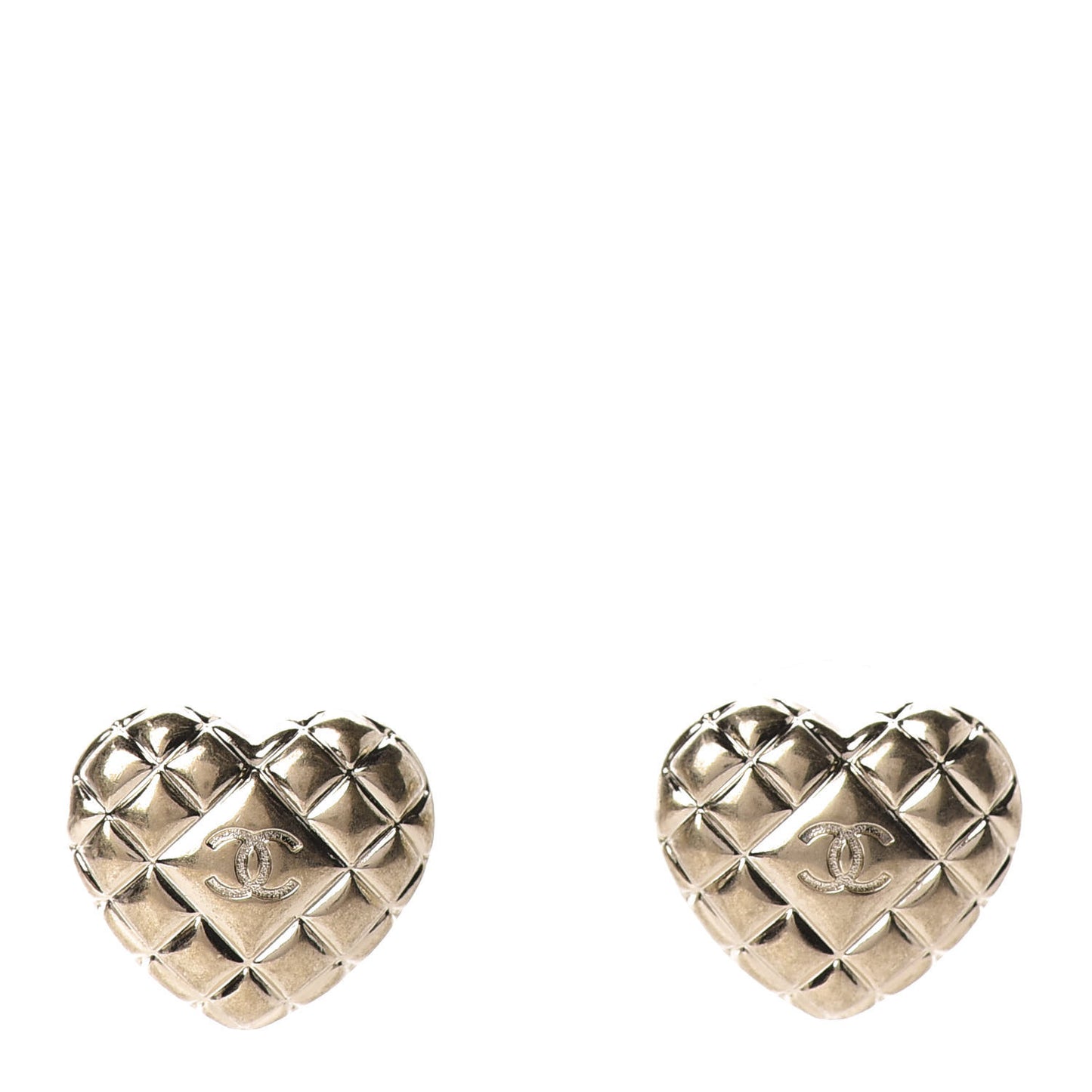 Quilted CC Heart Earrings Gold