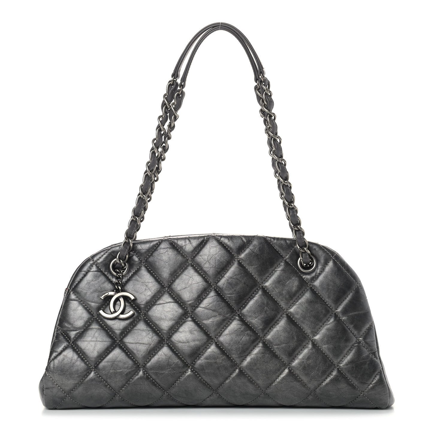 Aged Calfskin Medium Just Mademoiselle Bowling Bag Black