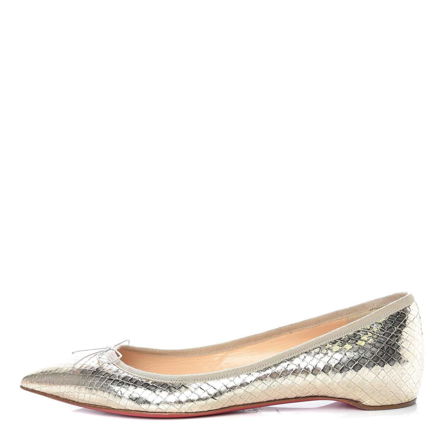 Christian Louboutin Metallic Snakeskin Embossed Solasofia Flats 40 Gold 1 of 7