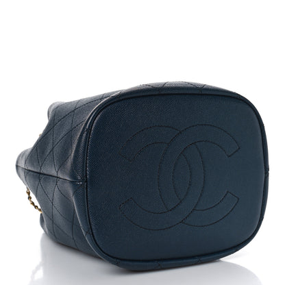 Chanel Caviar Quilted Fashion Therapy Bucket Drawstring Bag Navy 4 of 9