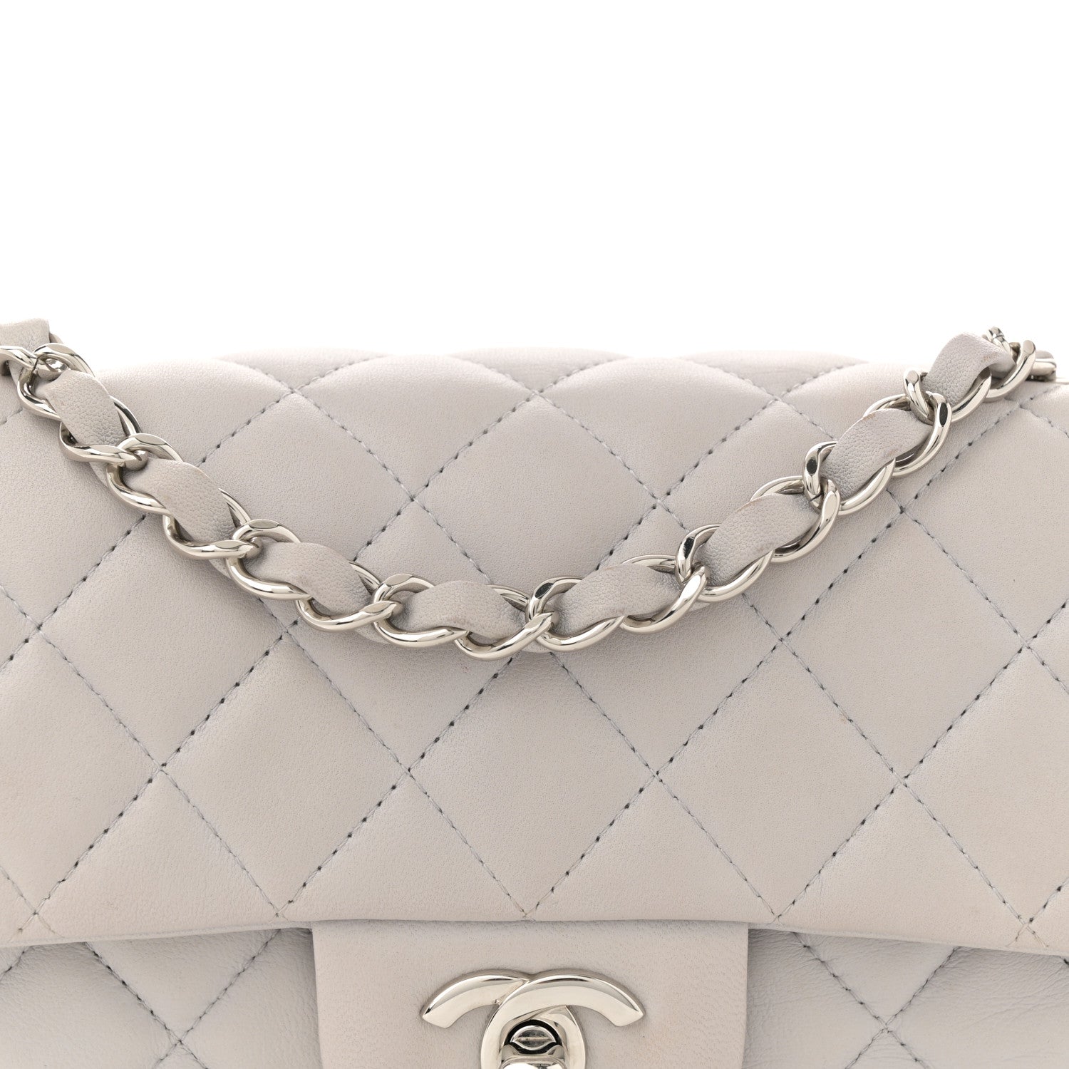 Chanel Lambskin Quilted Mini Rectangular Flap Grey 8 of 12