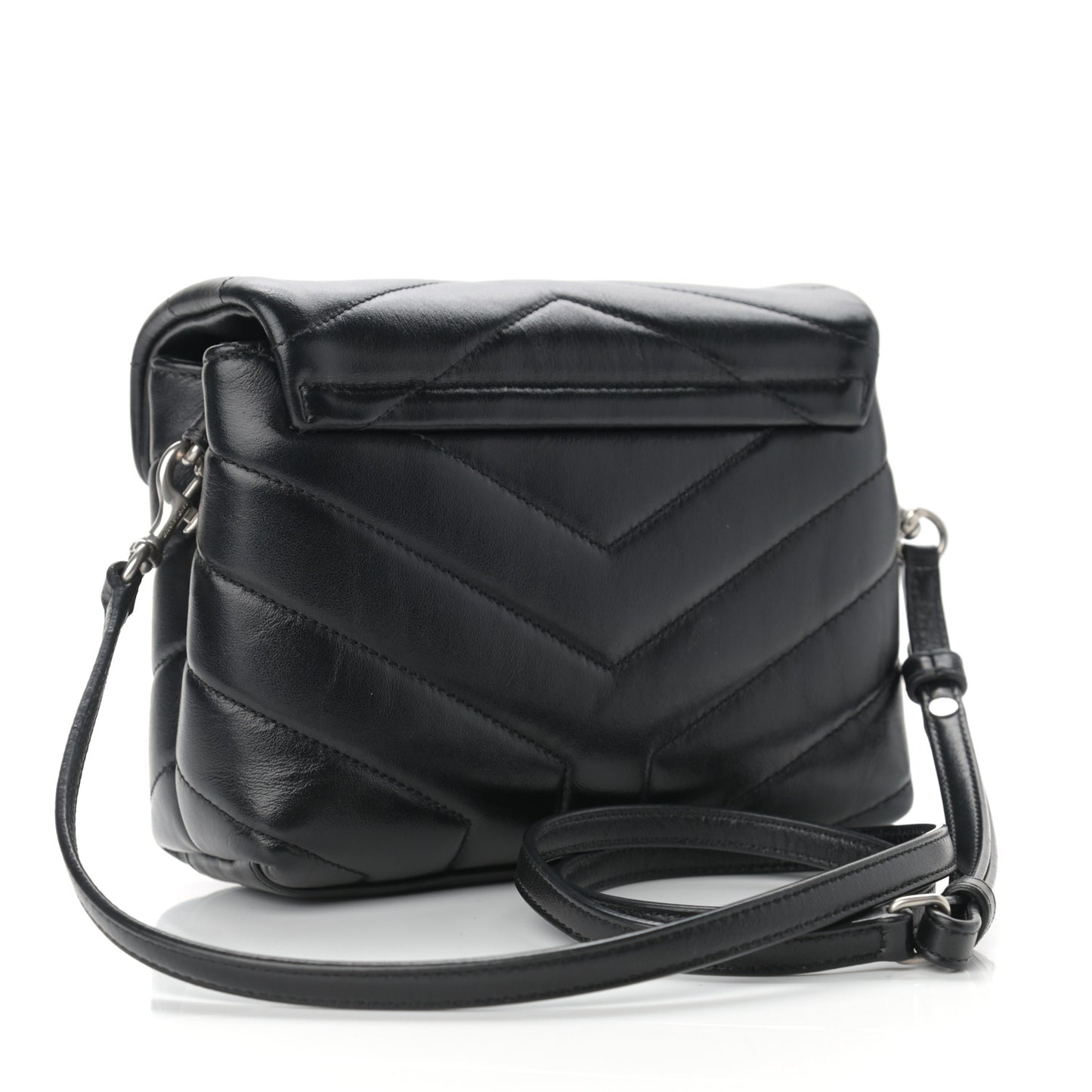 Calfskin Y Quilted Monogram Toy Loulou Crossbody Bag Black