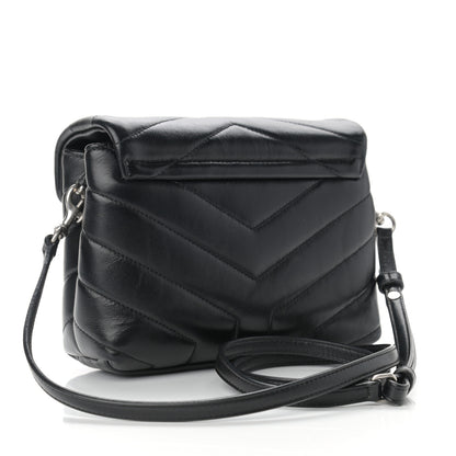Saint Laurent Calfskin Y Quilted Monogram Toy Loulou Crossbody Bag Black 3 of 10