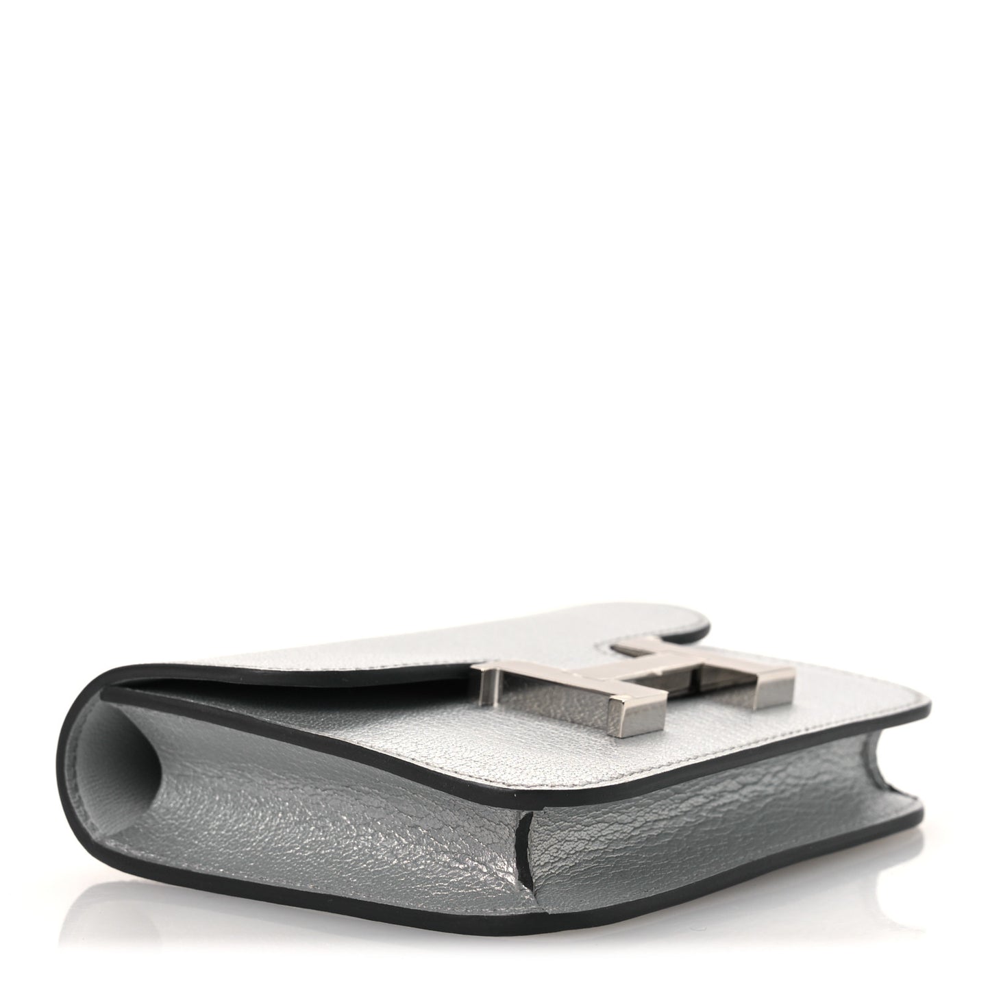 Metallic Chevre Chamkilight Constance Slim Wallet Argent