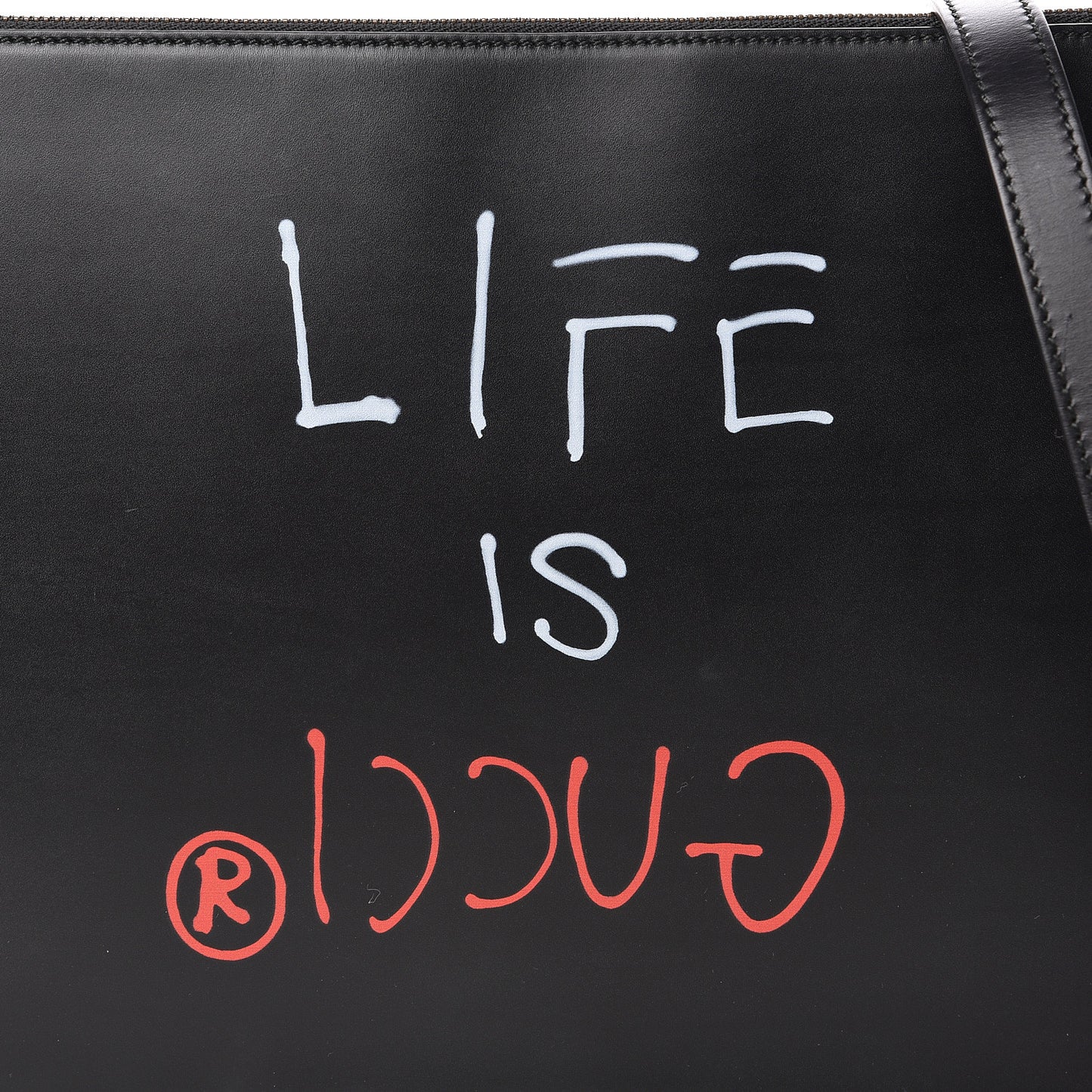 Calfskin is Life Print Messenger Bag Black