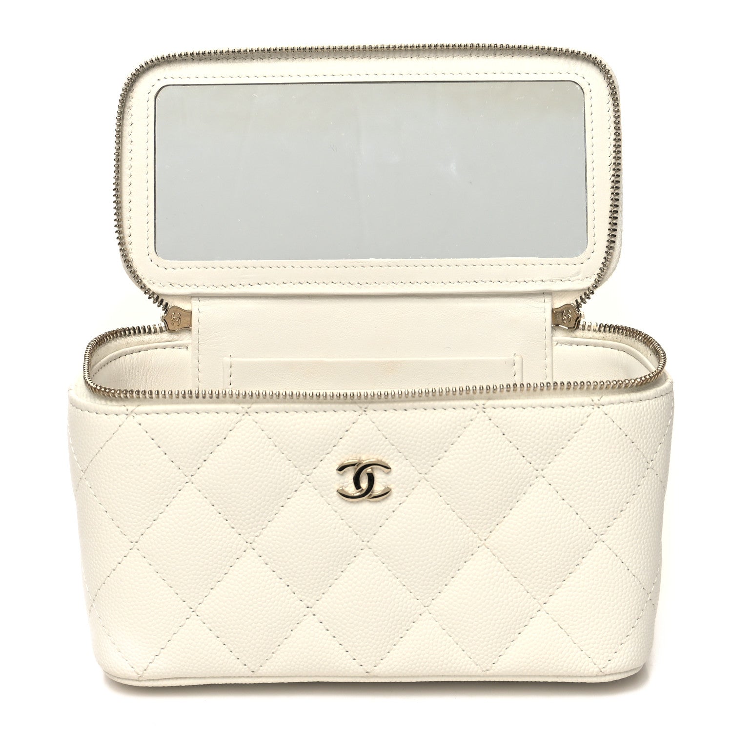 Chanel Caviar Quilted Small Vanity Case With Chain White 8 of 12
